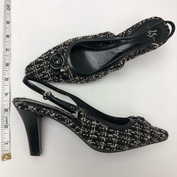 Lifestride Tweed Slingback Heels Black 7.5 - Picture 6 of 6
